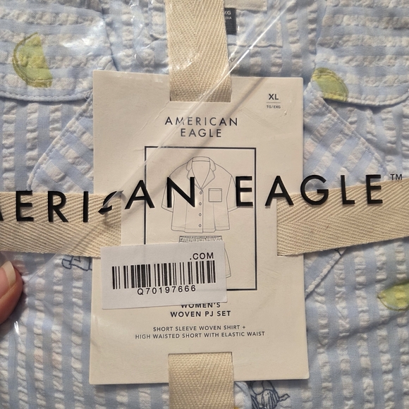 American Eagle X Snoopy New Seersucker Woven‎ Pajama Set Womens Size XL - Picture 3 of 6